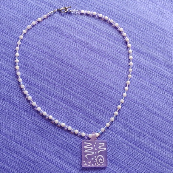 Pretty Pink Frosted Glass Necklace!!! - Picture 1 of 6